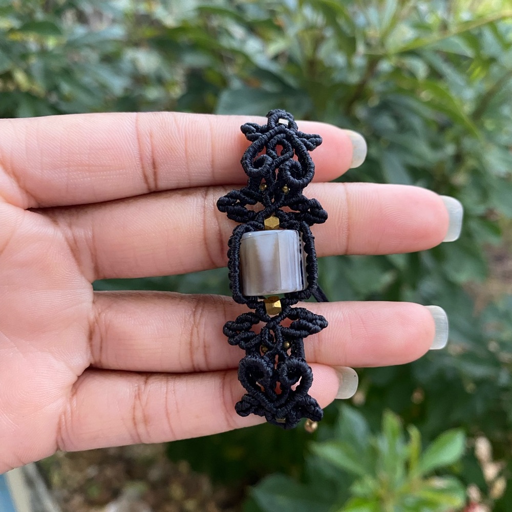 Agate macrame bracelet - Picture 6 of 7